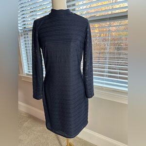 Chaps Navy blue Knee-Length Ribbed Sheath Dress
